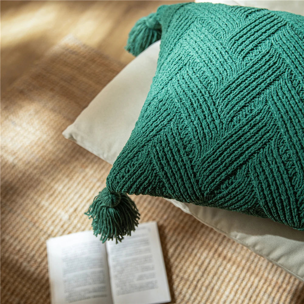 Chenille Handmade Tassel Sofa Cushion Covers - STripleB