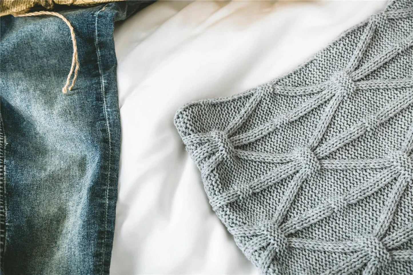 Grey Knitted Pattern Decorative Cushion Covers - STripleB
