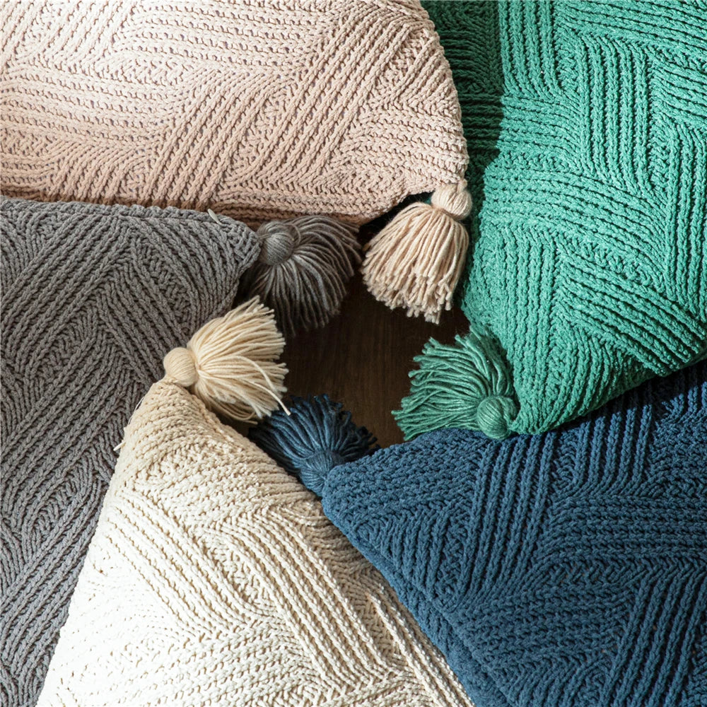 Chenille Handmade Tassel Sofa Cushion Covers - STripleB