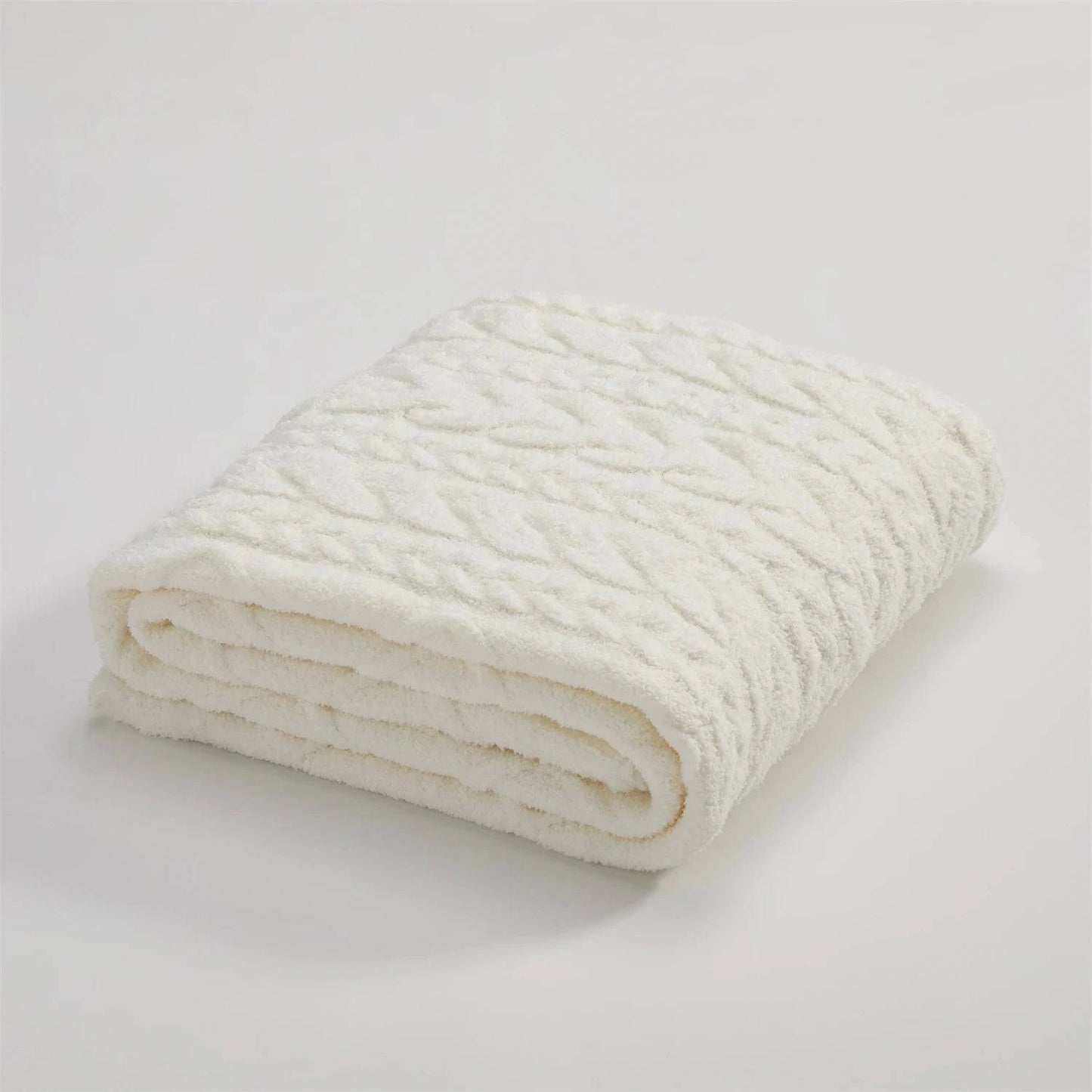 White Microfiber Cozy Crochet Blanket Throw - STripleB