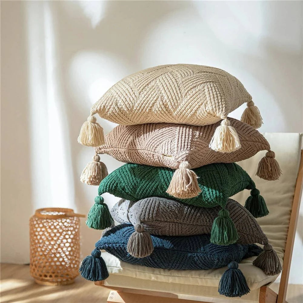 Chenille Handmade Tassel Sofa Cushion Covers - STripleB