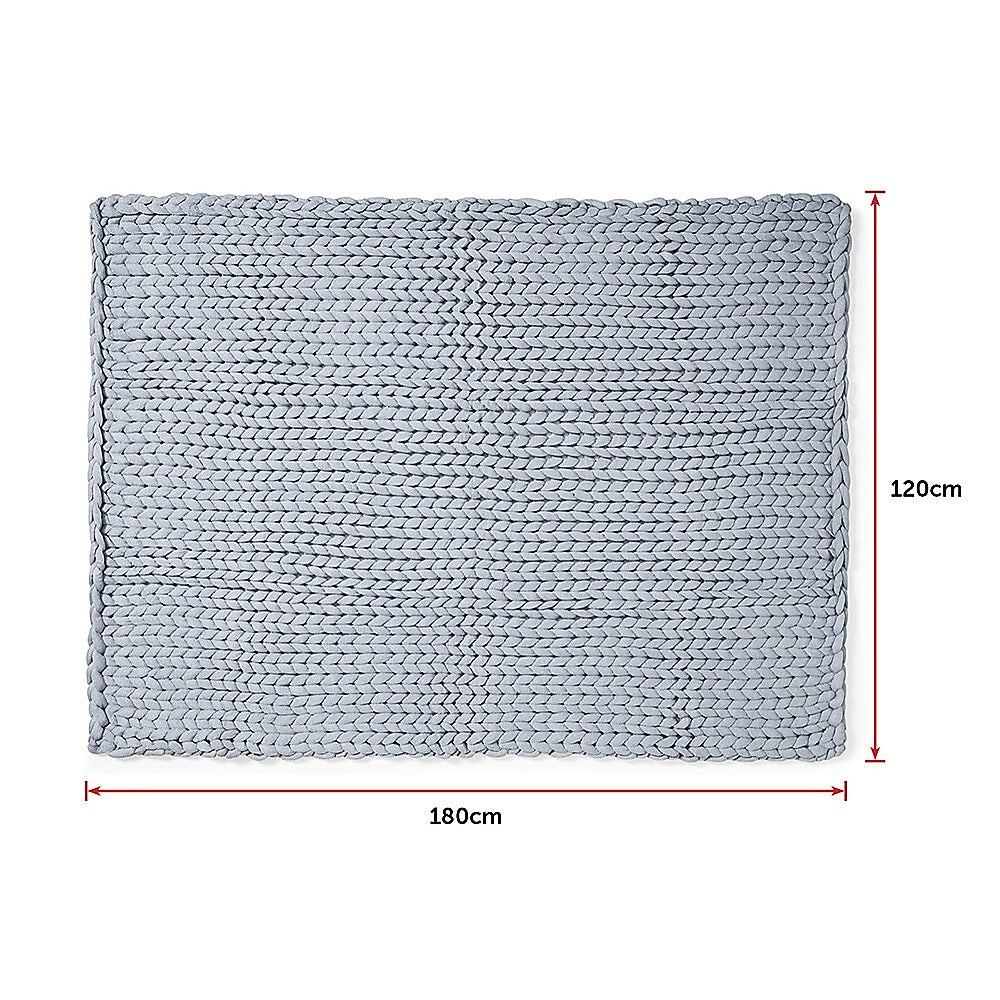Hand Knitted Chunky Acrylic Yarn Blanket - Grey - dimensions - STripleB