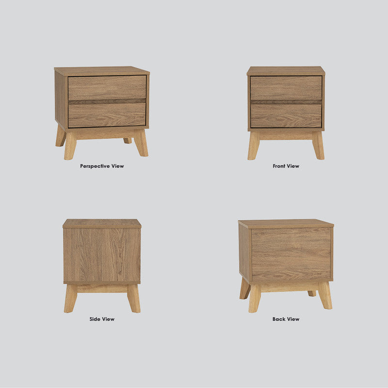 Hirado Bedside Table - Natural - all sides view - STripleB