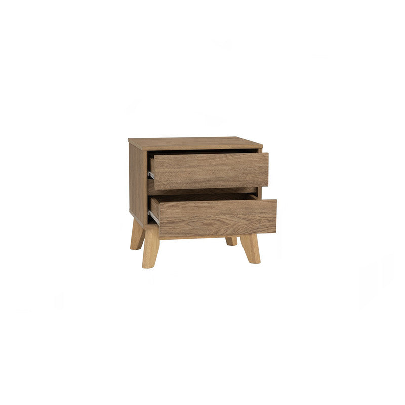 Hirado Bedside Table - Natural -open drawers - STripleB