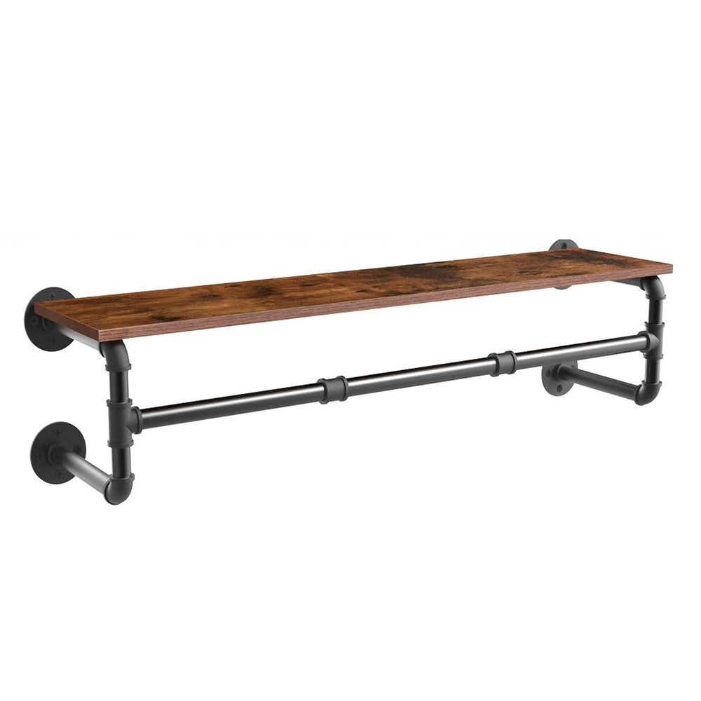 Industrial Pipe Clothes Rack with Top Shelf Coat Hanger - STripleB