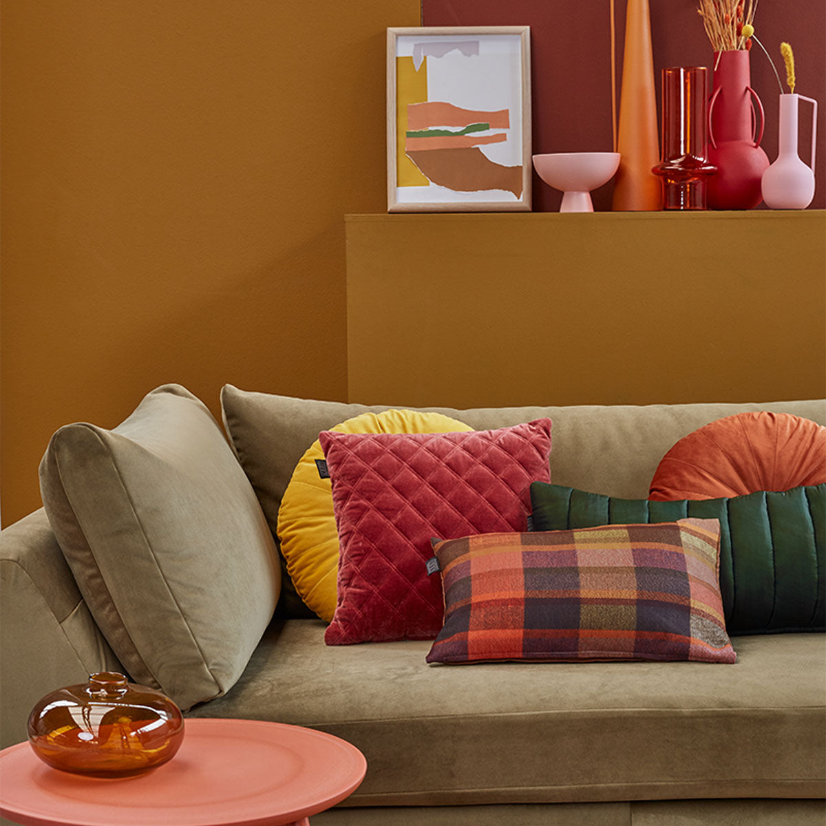 KAAT Amsterdam Shari Green Oblong Filled Cushion 30cm x 70cm - STripleB