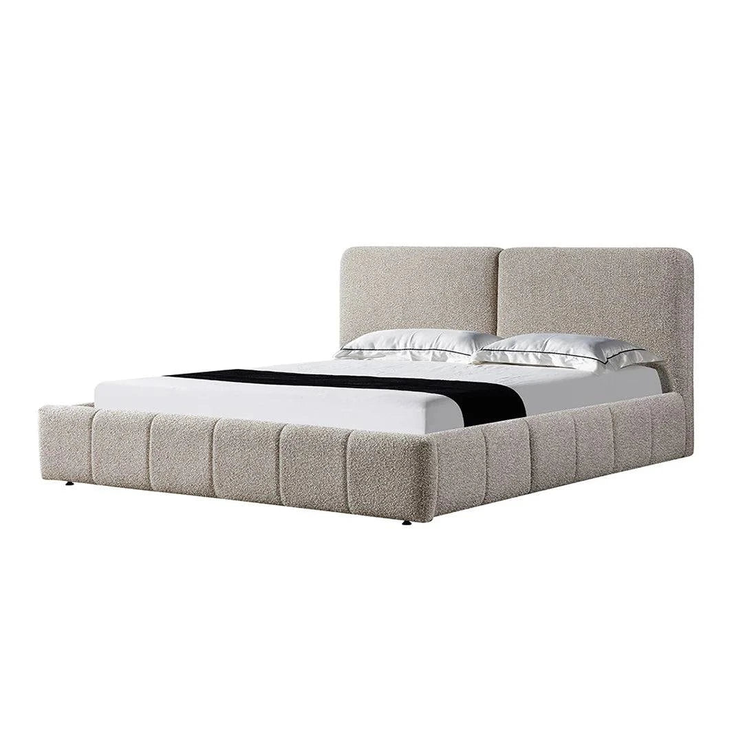 King Bed Frame - Olive Brown Boucle - STripleB