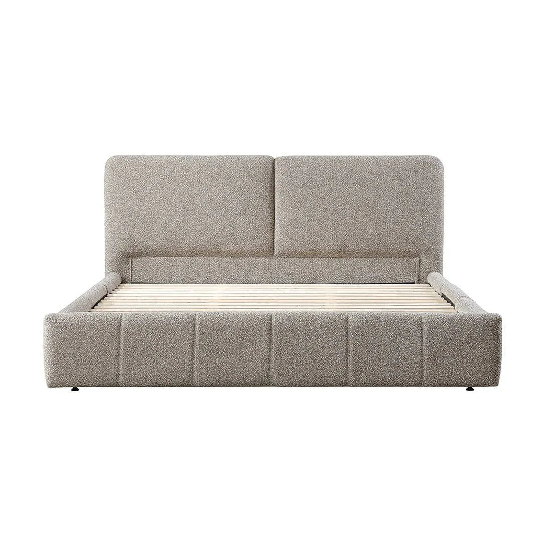 King Bed Frame - Olive Brown Boucle - STripleB