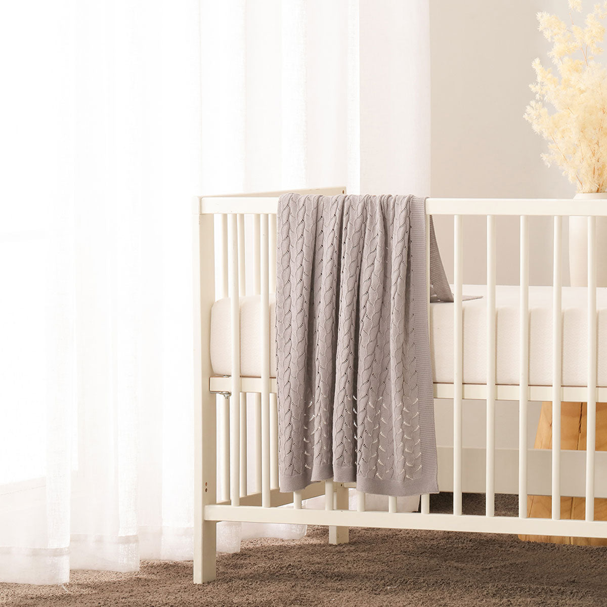 Little Gem Lyla Grey Cotton Baby Blanket 75 x 100 cm - STripleB