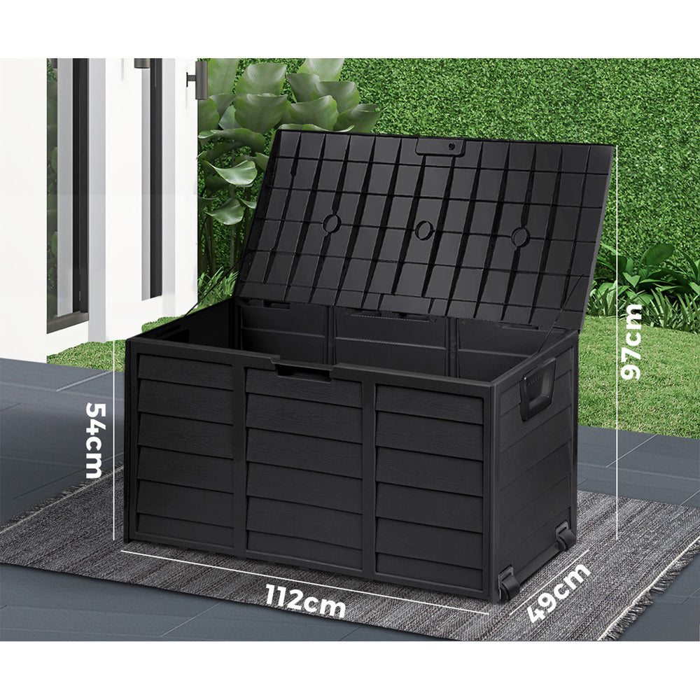 Lockable Outdoor Storage Box 290L Black - STripleB