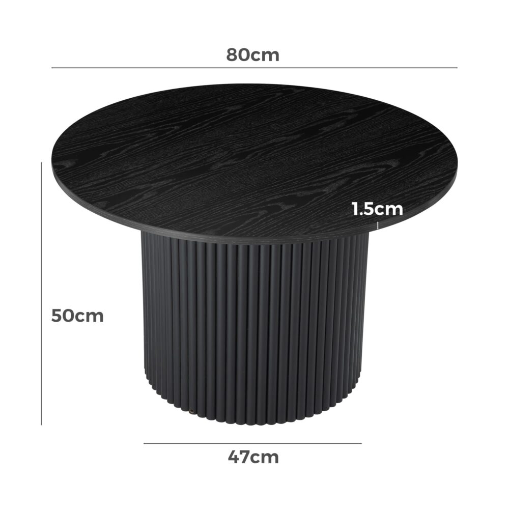 Luxe Black Ribbed Texture Wooden Coffee Table - STripleB