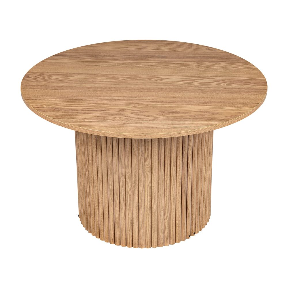 Luxe Ribbed Round Coffee Table Wooden - STripleB