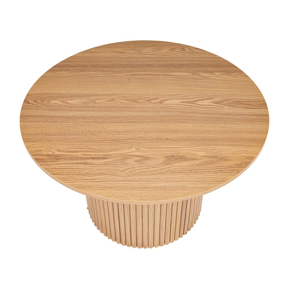 Luxe Ribbed Round Coffee Table Wooden - STripleB