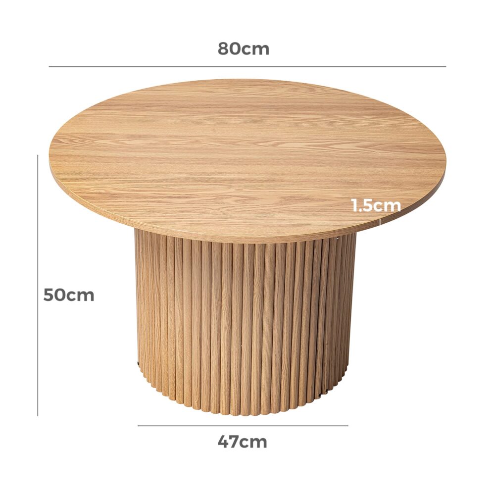 Luxe Ribbed Round Coffee Table Wooden - STripleB