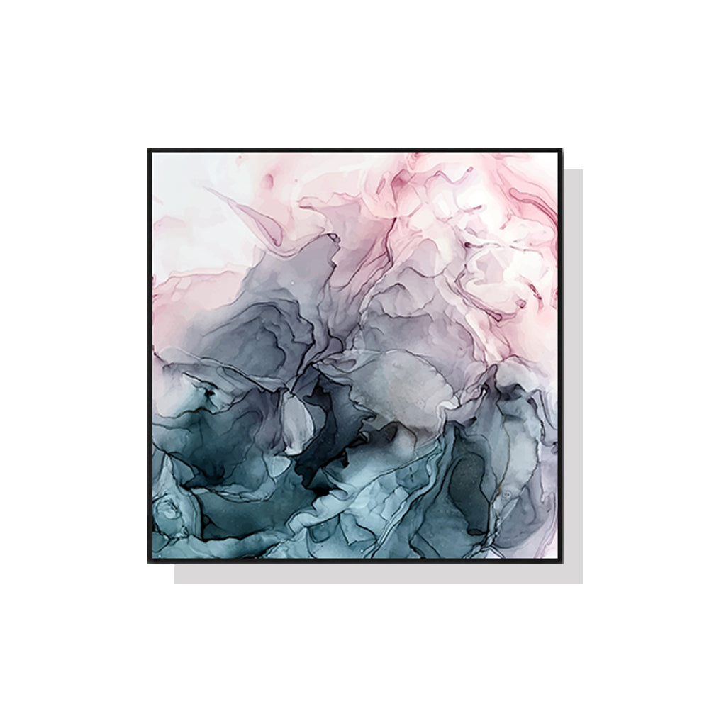 Marbled Pink Grey Black Frame Canvas - 70cmx70cm - STripleB