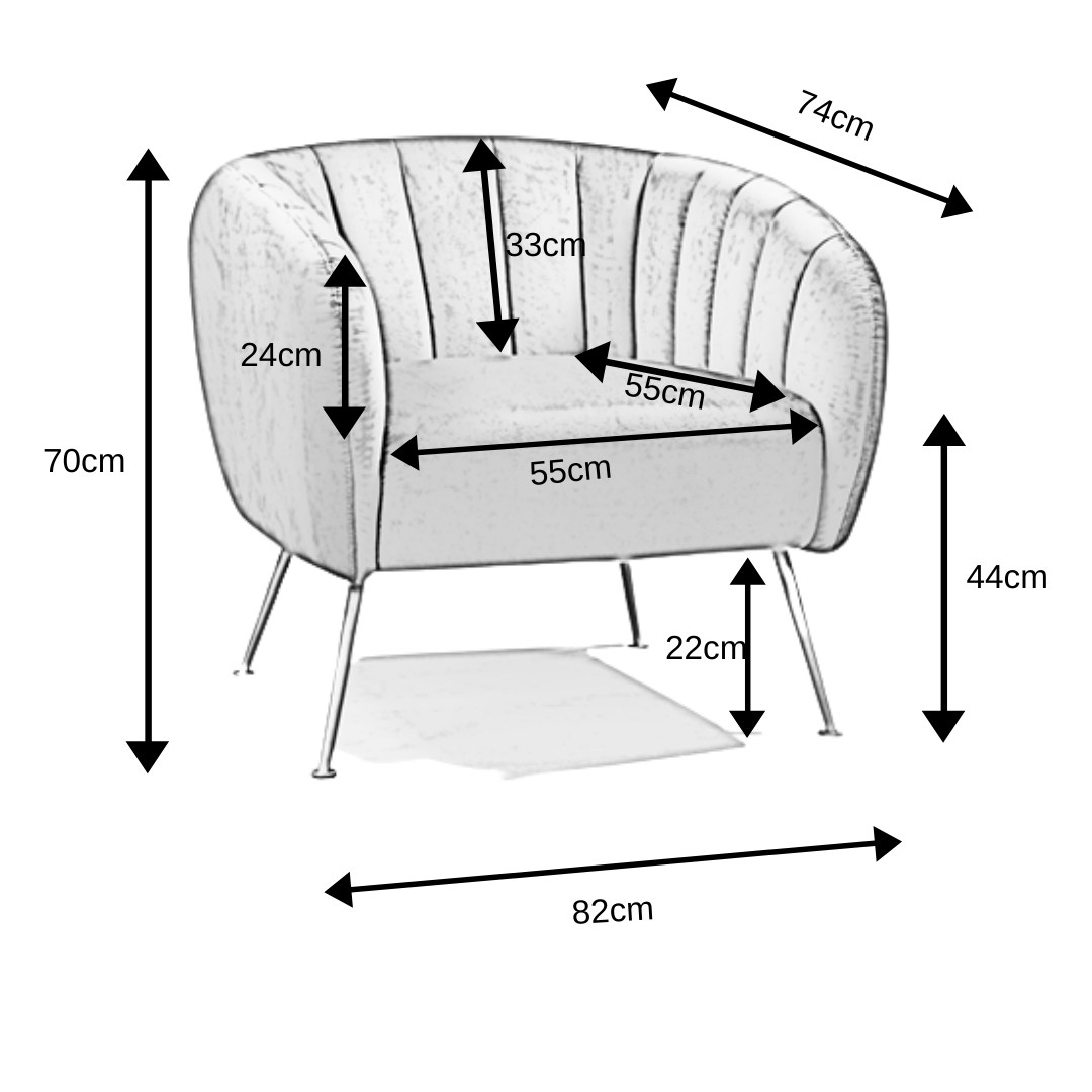 Monet Accent Chair - Slate Velvet upholstery with Bronze Metal legs - 6 Colours - STripleB