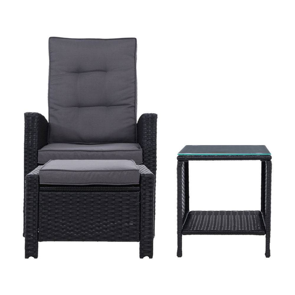 5PC Recliner Outdoor Furniture Adjustable - Black - STripleB