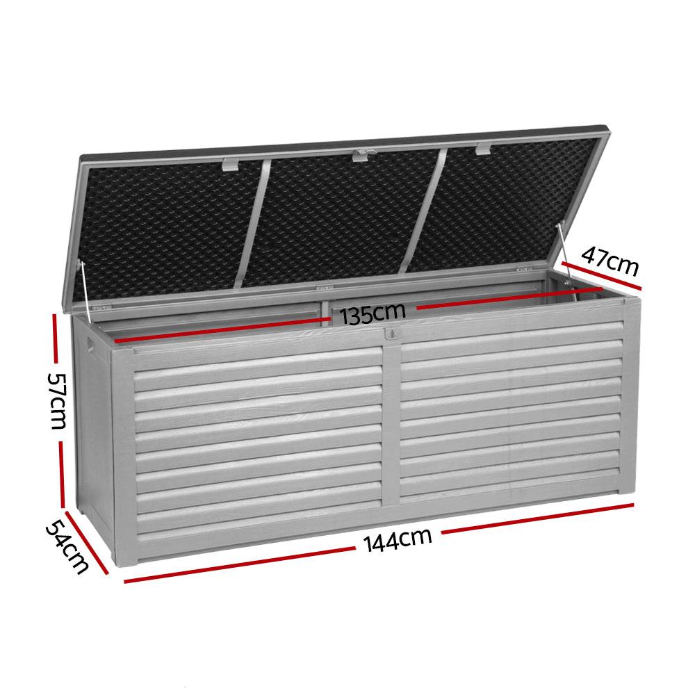 Outdoor Storage Box 390L Container - Grey / Black - STripleB