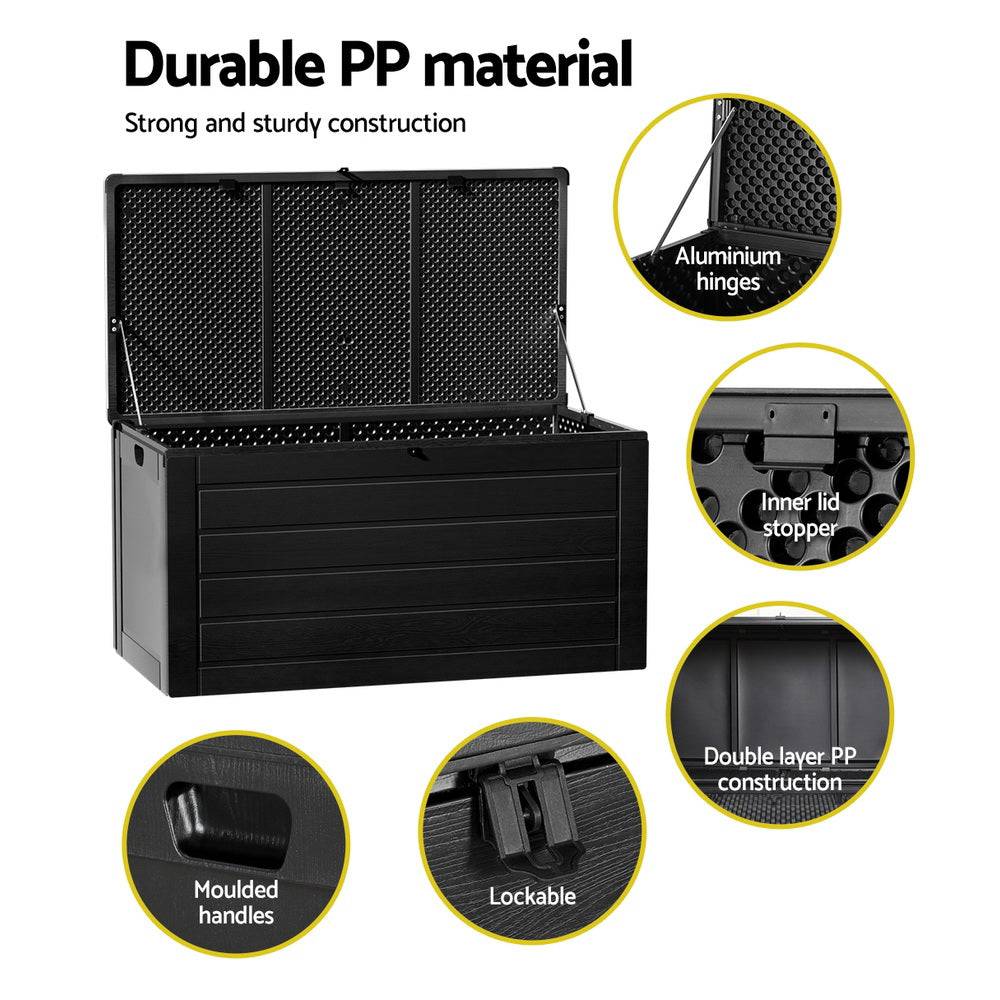 Outdoor Storage Box 680L Container - Black - STripleB