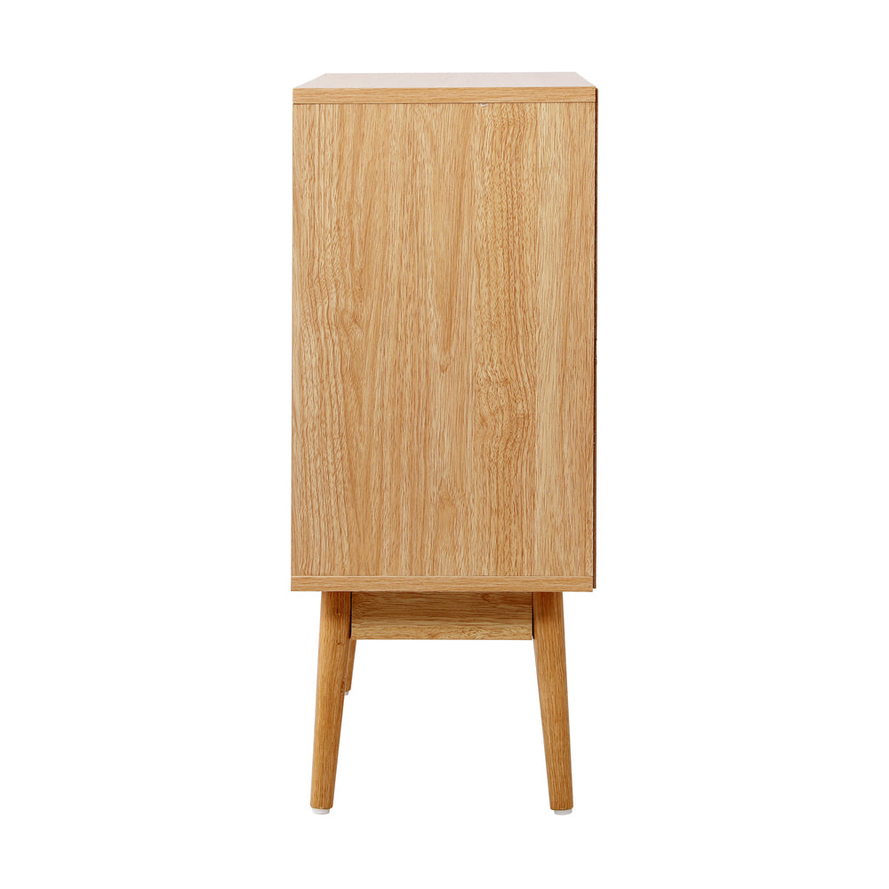 Oikiture Rattan Sideboard Hallway Shelf Wood - STripleB