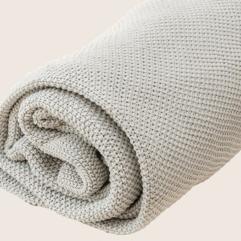 Organic Cotton Knitted Throw Blanket -180 x 230 cm - STripleB