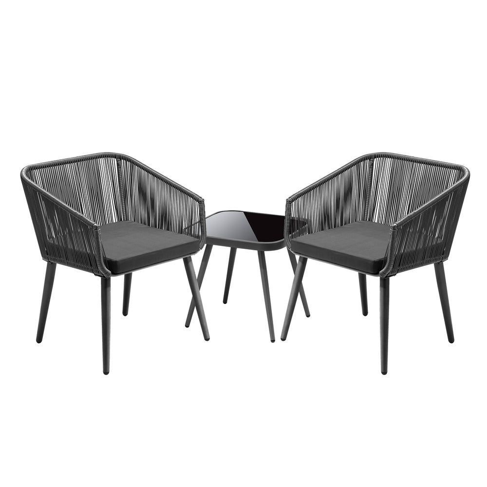 Outdoor Furniture Set with Chairs and Side Table 3pcs - STripleB