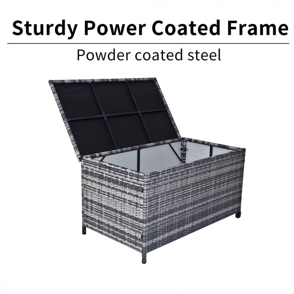 Outdoor PE Wicker Storage Box Garden 320L - Grey - STripleB