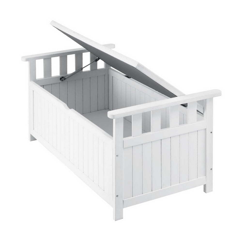 Outdoor Storage Bench Box Wooden - White - STripleB