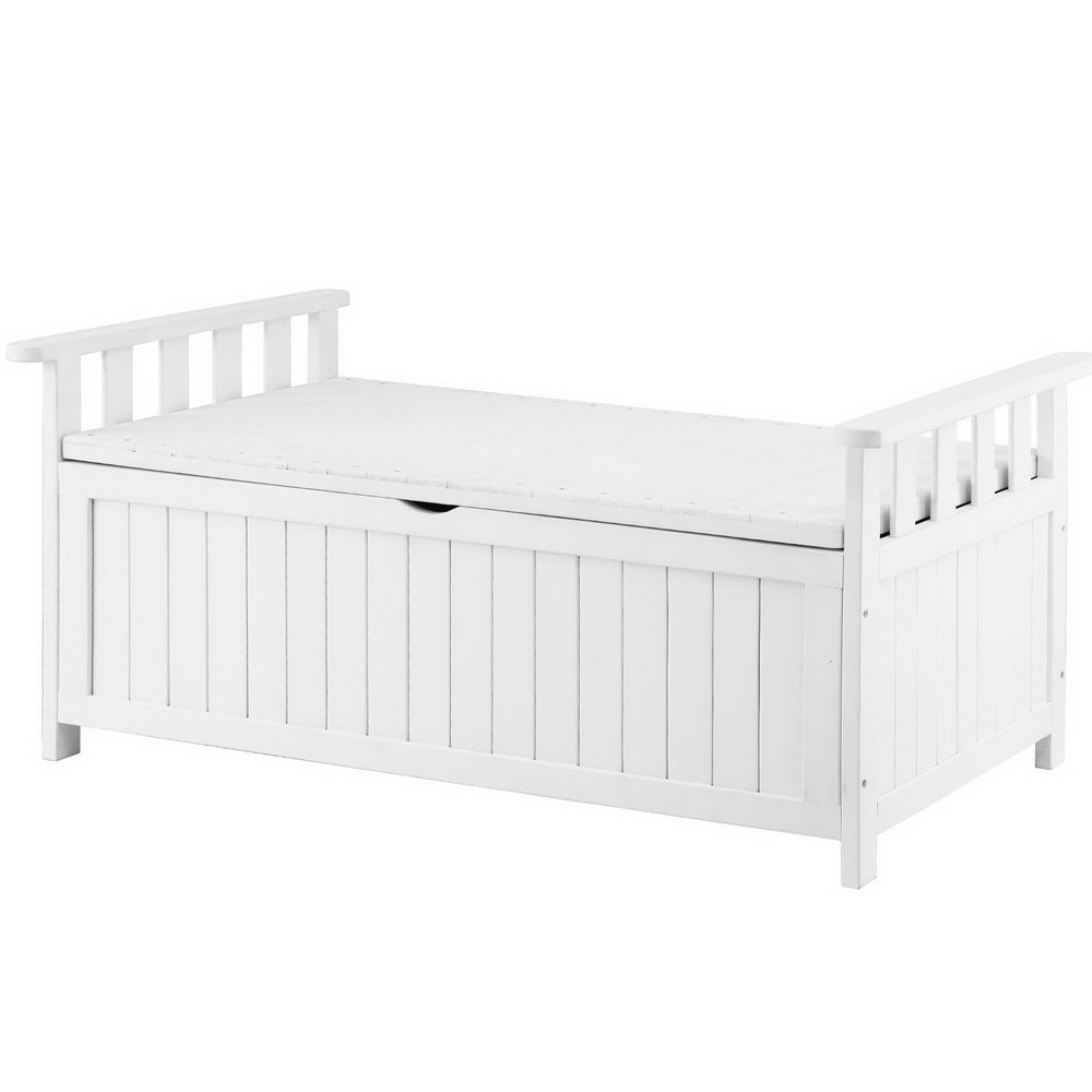 Outdoor Storage Bench Box Wooden - White - StripleB
