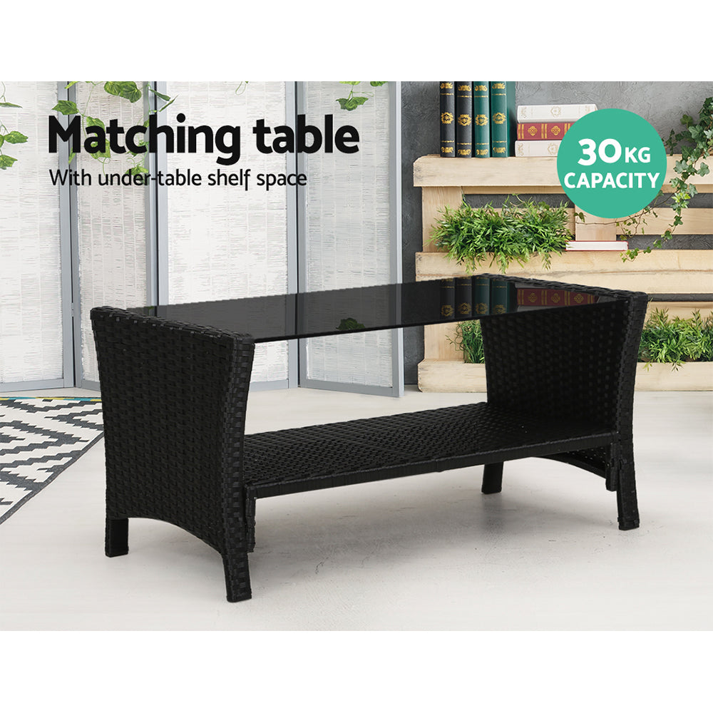 Outdoor Wicker Sofa Set - Black - STripleB