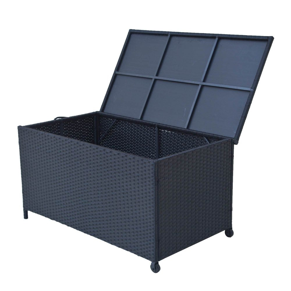 Outdoor Wicker Storage Box Garden - Black - 320L - side - STripleB