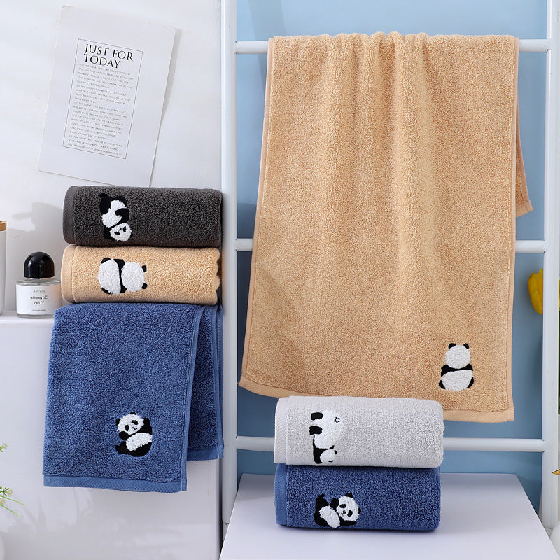 2 Pcs Blue Panda Print Soft Cotton Hand Towel, Super Absorbent Mini Towels, 34x75cm - STripleB