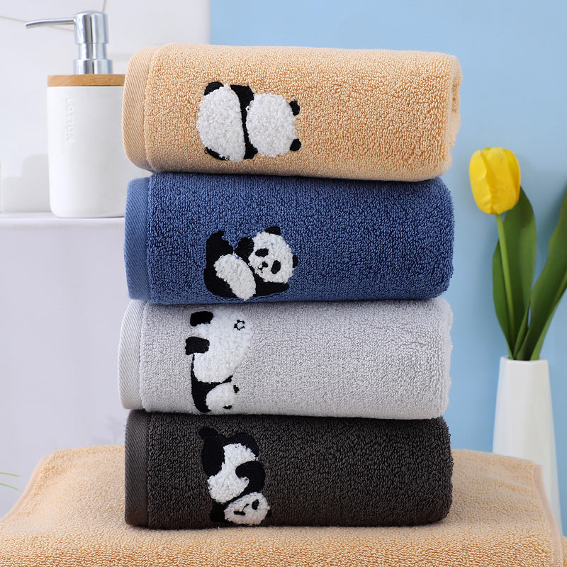 2 Pcs Blue Panda Print Soft Cotton Hand Towel, Super Absorbent Mini Towels, 34x75cm - STripleB