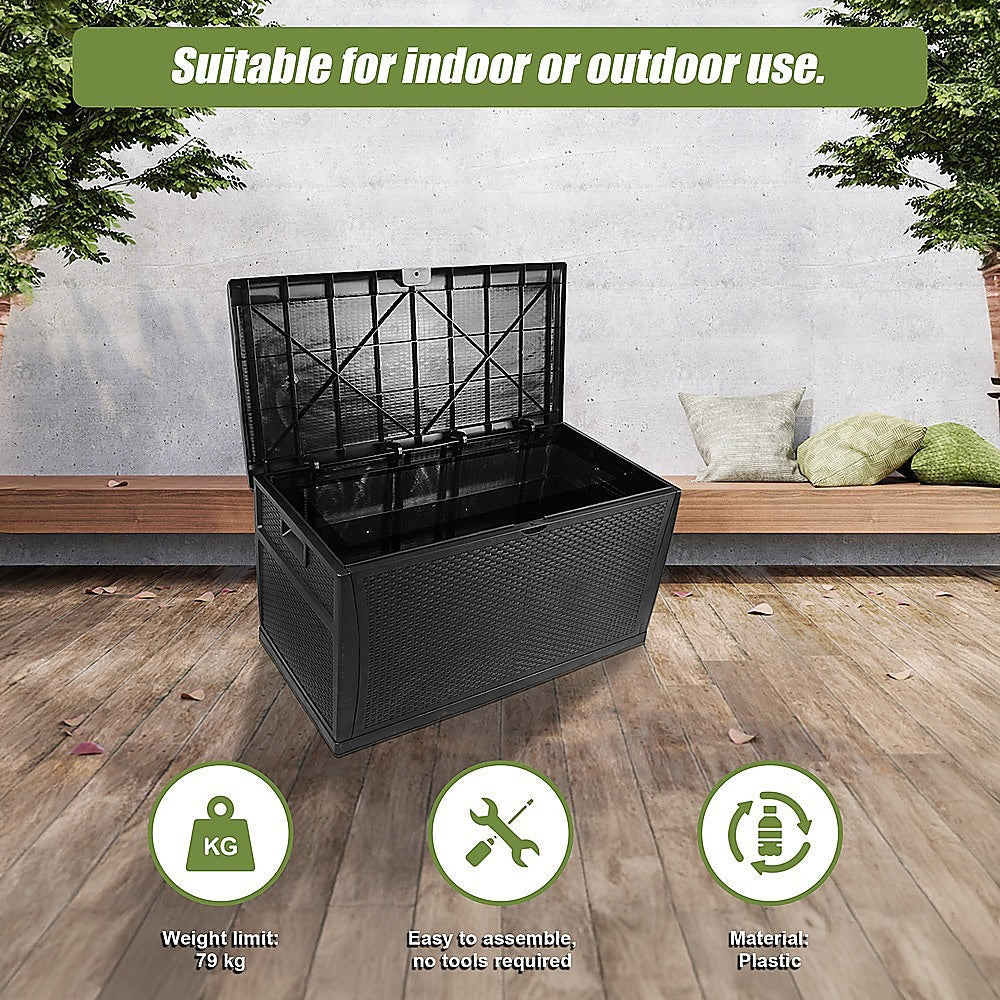 Patio Deck Box Outdoor Storage Plastic Bench Box 450 Litre - STripleB
