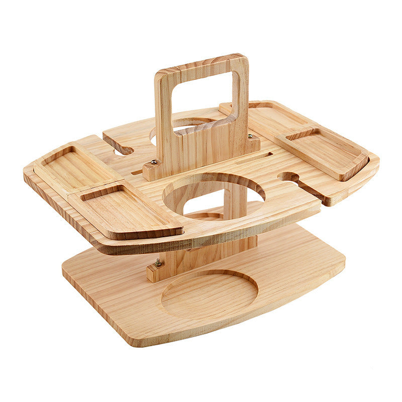 Portable Wooden Picnic Table - Wine Glass & Snack Holder - STripleB