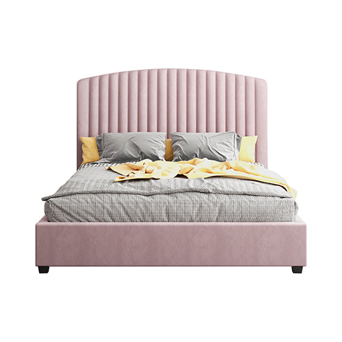 Queen - Bed Frame - Pink Velvet - STripleB