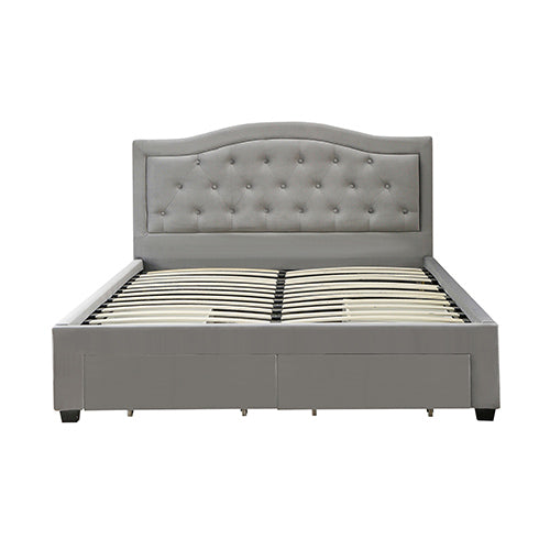 Queen - Velvet Fabric Four Drawers with Wheels - Grey - STripleB