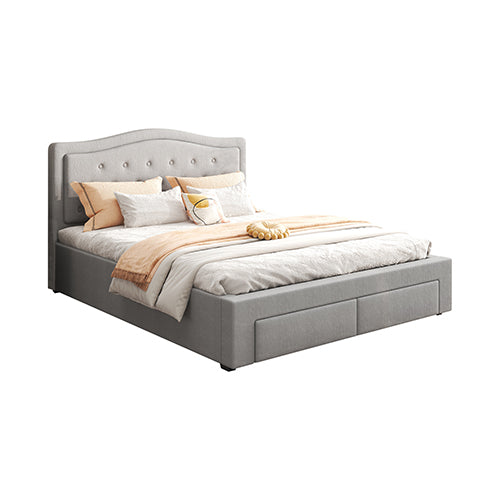 Queen - Velvet Fabric Four Drawers with Wheels - Grey - STripleB