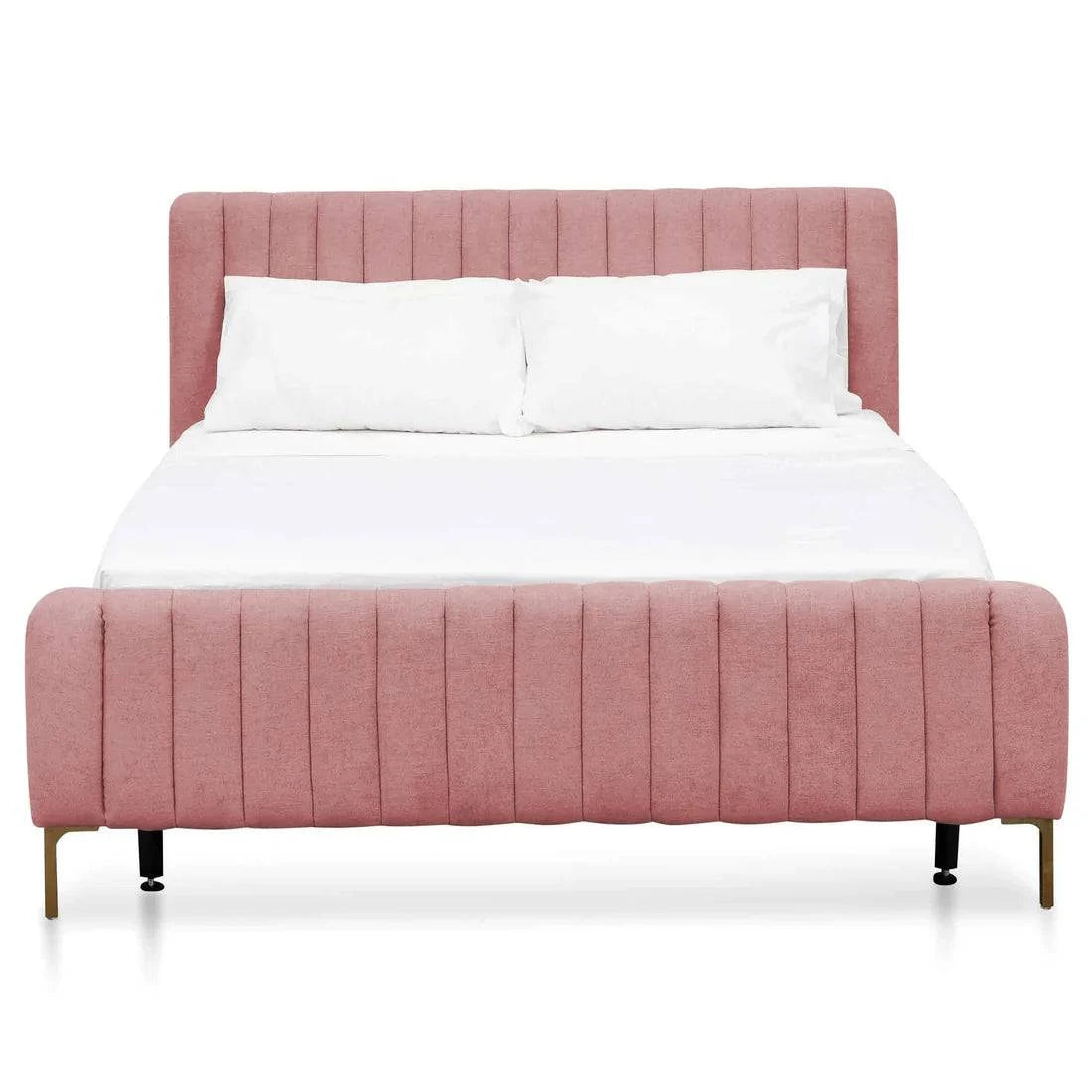 Queen Sized - Bed Frame - Blush Peach Velvet - STripleB