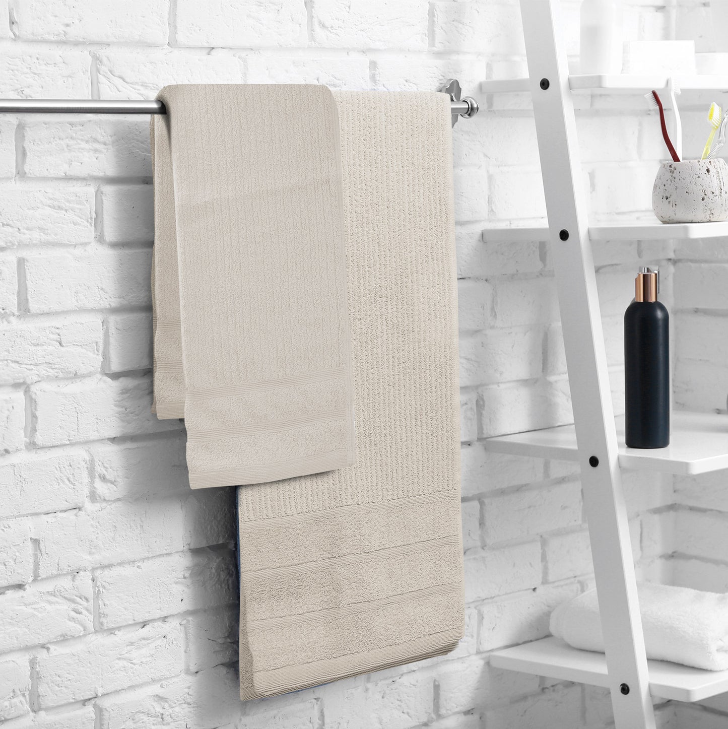 Royal Comfort Eden Egyptian Cotton 600GSM 8 Piece Luxury Bath Towels Set - Beige - STripleB