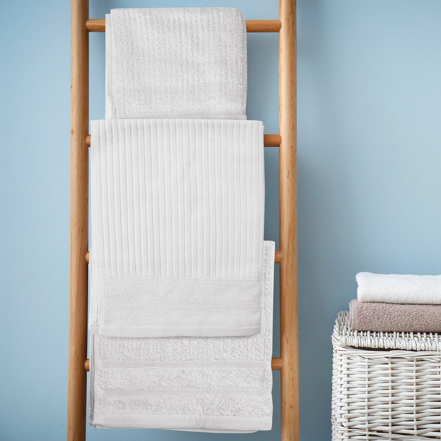 Royal Comfort Eden Egyptian Cotton 600GSM 8 Piece Luxury Bath Towels Set - White - STripleB