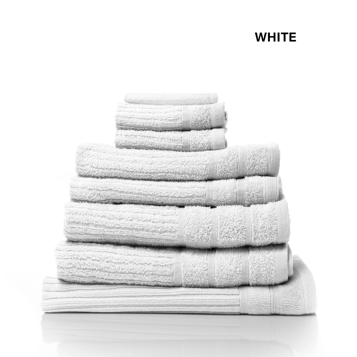 Royal Comfort Eden Egyptian Cotton 600GSM 8 Piece Luxury Bath Towels Set - White - STripleB
