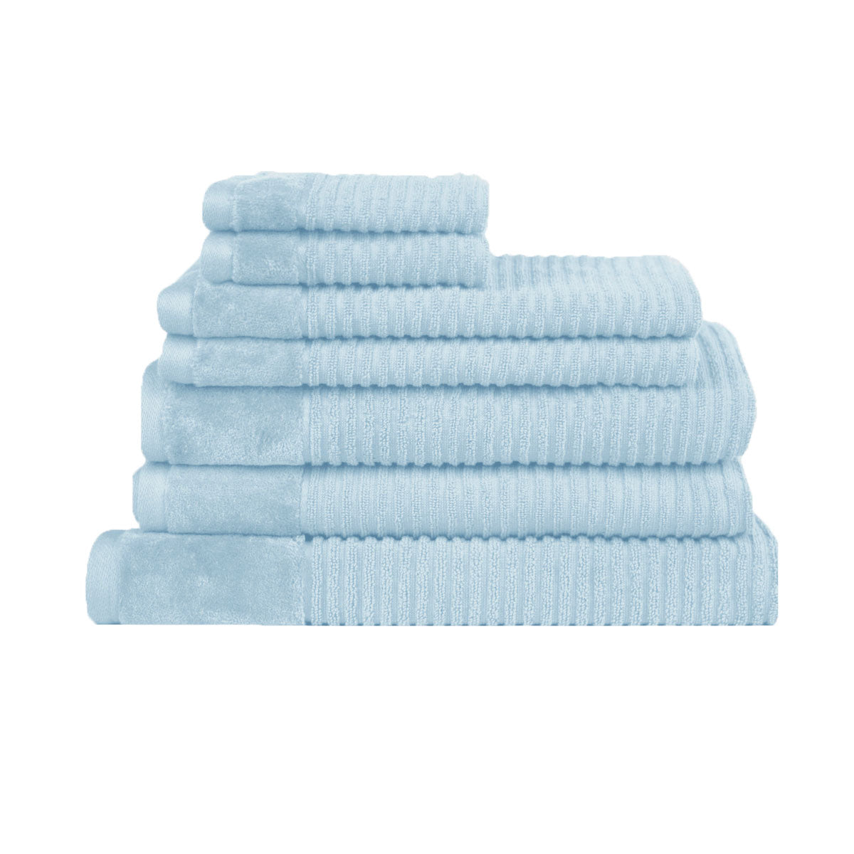 Royal Excellency 7 Piece Cotton Bath Towel Set - Baby Blue - STripleB
