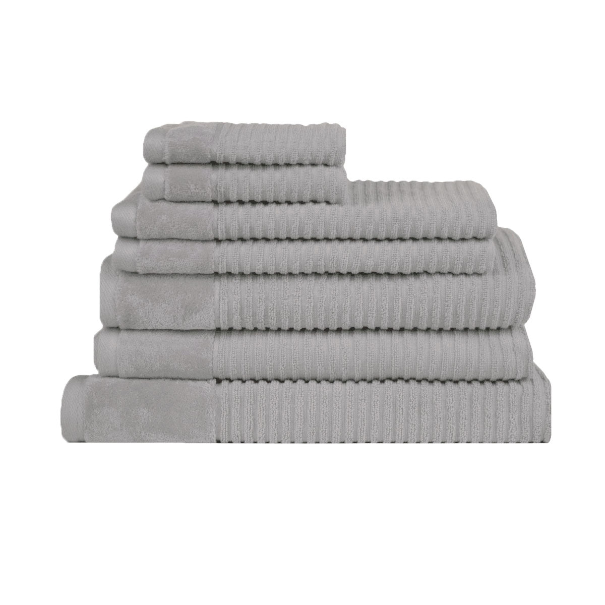Royal Excellency 7 Piece Cotton Bath Towel Set - Silver - STripleB
