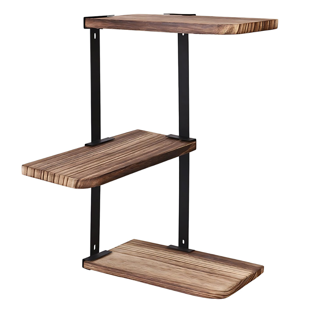 Rustic Industrial Wood Shelf Wall Mount Corner Rack - STripleB
