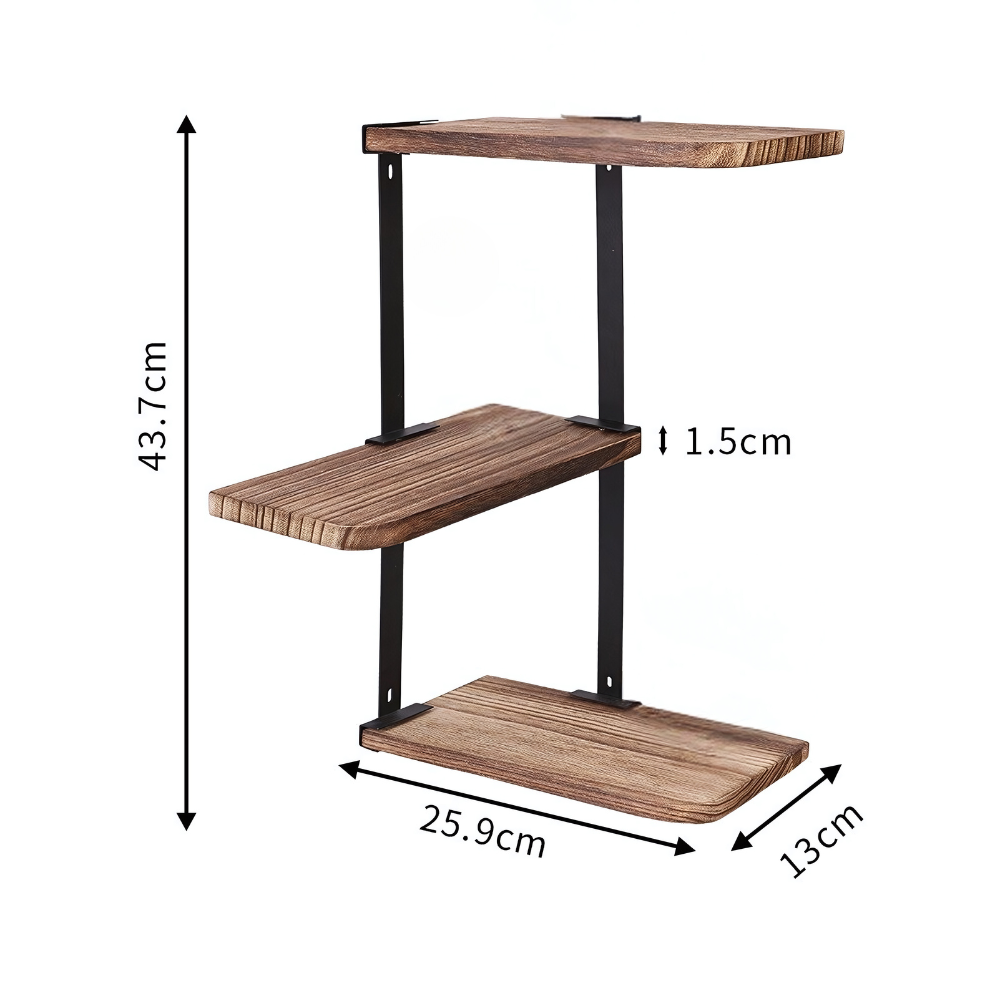 Rustic Industrial Wood Shelf Wall Mount Corner Rack - STripleB