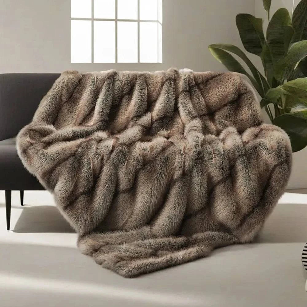 Luxury Faux Fur Blanket - High-End Fox Fur Bed & Sofa Throw - STripleB