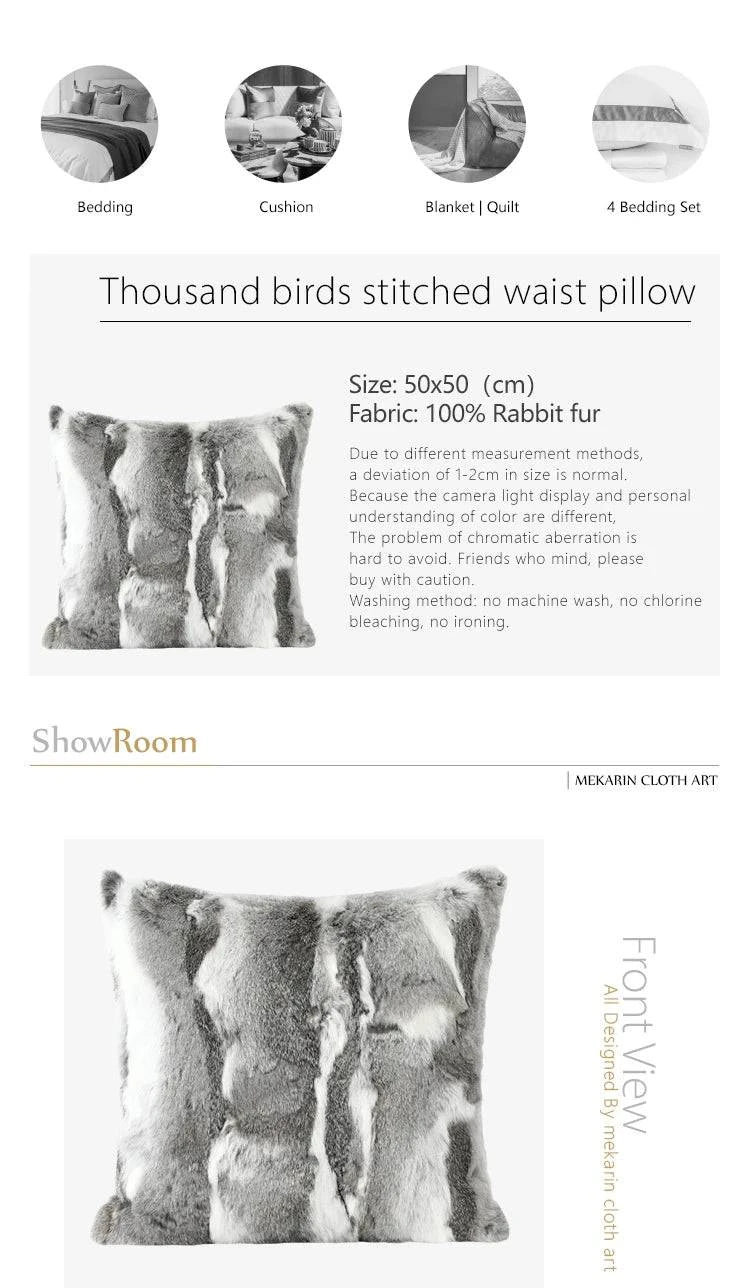 Pure natural rabbit plush pillow cushion - STripleB