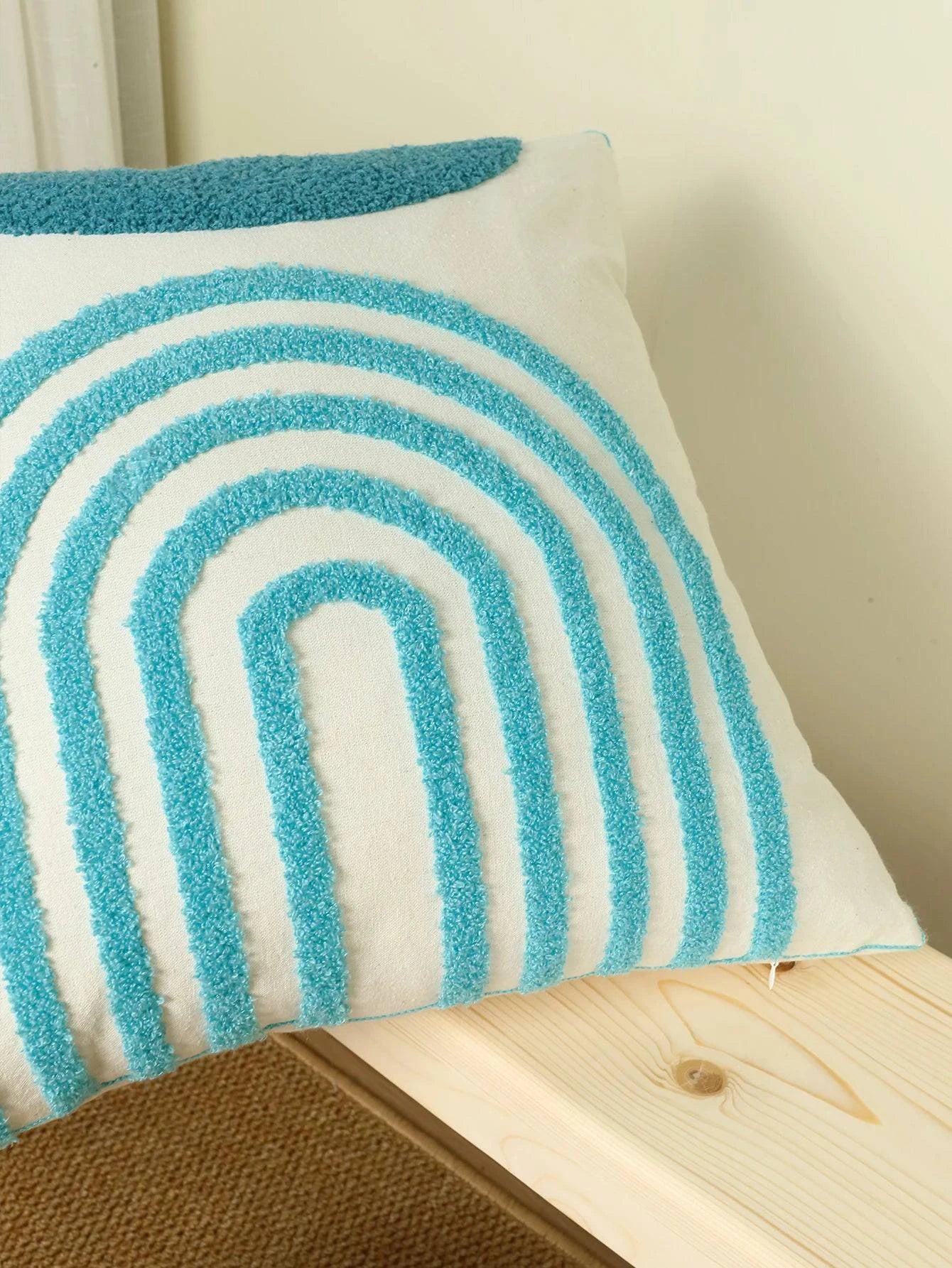 Curve Pattern Embroidered Cushion Cover Without Filler - STripleB