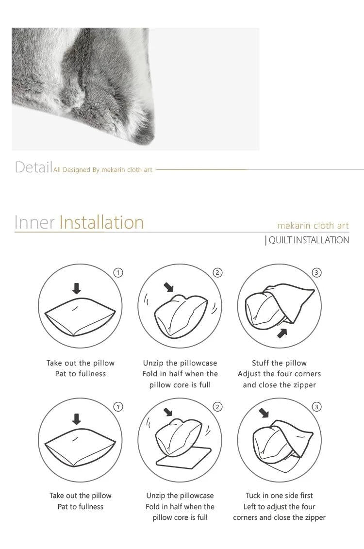 Pure natural rabbit plush pillow cushion - STripleB